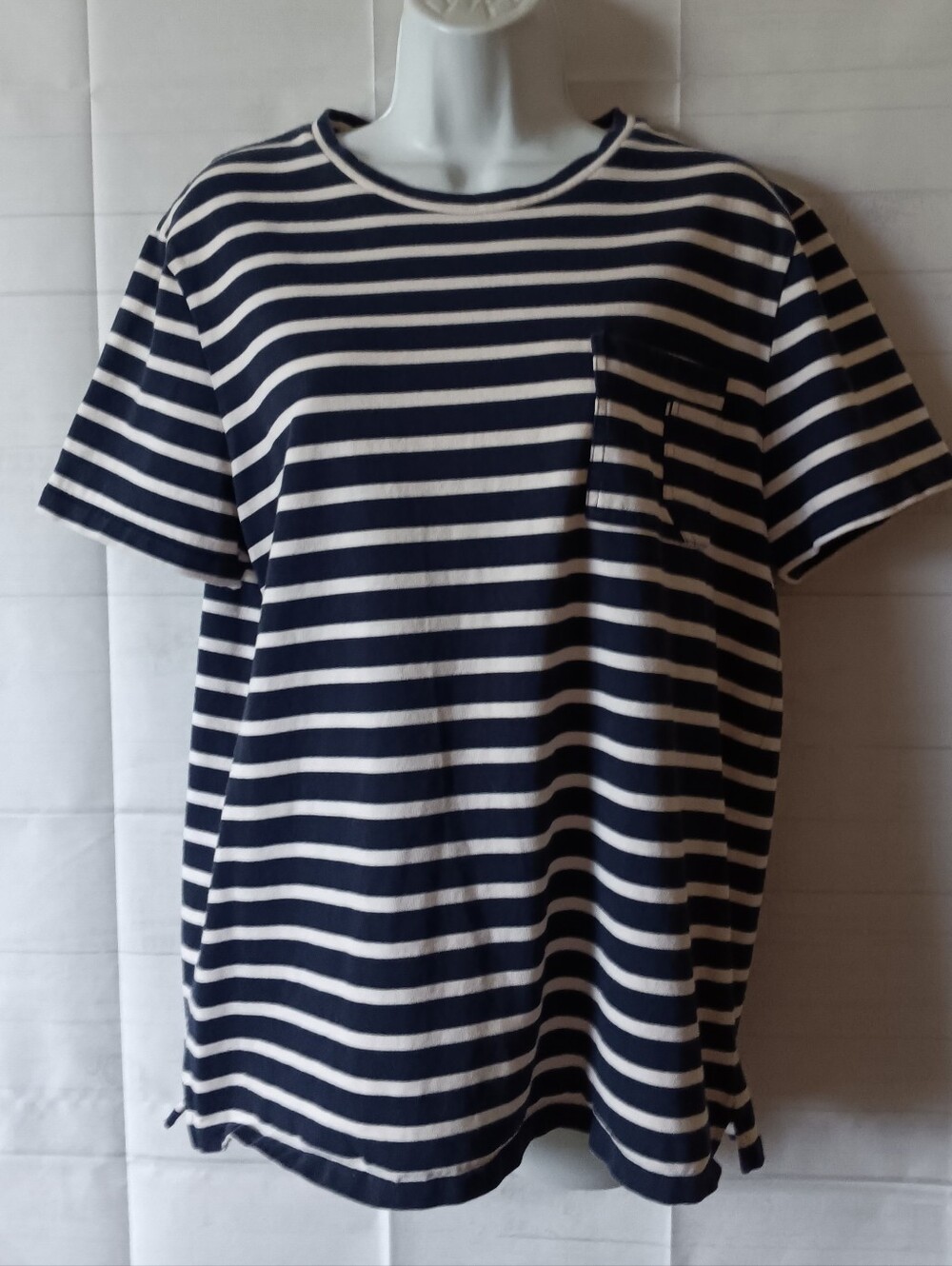A.P.C Rue Madame Paris Navy Blue White Striped Cotton Tee T-Sirt